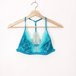 Victoria's Secret Turquoise Lace Racer Back Front Closure Bralette 